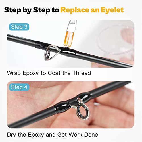 OJY&DOIIIY Fishing Rod Repair Kit, All-in-One Supplies for Fishing Pole Eyelets Replacement with Rod Guides,Epoxy Glue,Wrapping Thread and Tape - color: Casting
