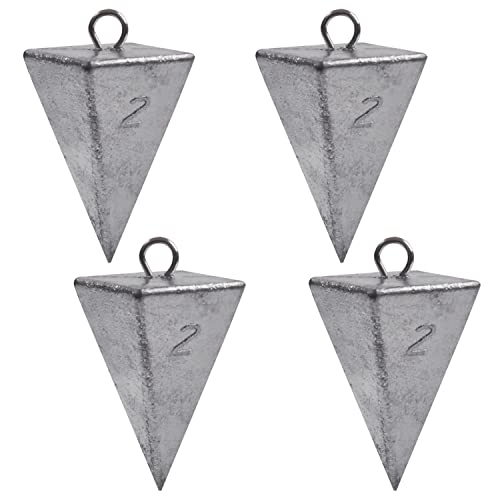 Pyramid Sinkers Fishing Weights Saltwater Pyramid Weights for Surf Fishing Gear Tackle 1oz 2oz 3oz 4oz 5oz 6oz 8oz - style: 2 Ounce, 4 Pack