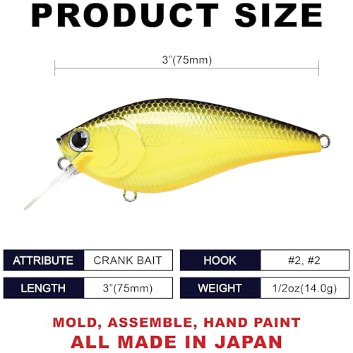 LUCKY CRAFT Fat CB BDS 3, Freshwater Bass Fishing Lure, Crank Bait, Smallmouth, Walleye, Floating, Fishing Gear, Fishing Accessories, Fishing Tackle - color: 146 TOCR
