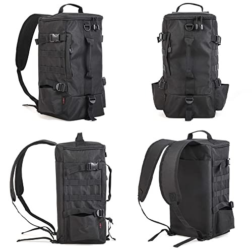 Fishing Backpack, 2 Fishing Rod Holders Fishing Tackle Backpack Without 4 Tackle Boxes, 17.4L Large Storage Fishing Gear Bag for Trout Fishing Outdoor Camping Hiking black