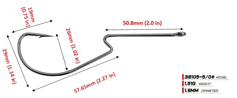 Long Shank Neck EWG Offset Worm Hook Wide Gap Swimbait Weedless Fishing Terminal Tackle - color: 10/PK LONG NECK EWG 5/0 HOOK & (4) WEIGHTS