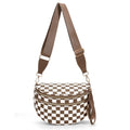 Checkered Crossbody Bum Bags for Women Nylon Checkered Purse Checkerboard Fanny Pack - color: A03-caramel