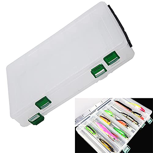 14 Compartments Double-Sided Visible Fishing Lure Hook Tackle Box Hard Plastic Orange/Yellow Container Box for Fishing Lures Hooks Jewelry Beads Earring (1pcs-clear-14compartments) - color: 1pcs-clear-14compartments