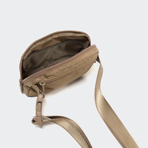 Pander Two Way Zipper Fanny Pack Nylon Everywhere Belt Bag for Women, Water Repellent Waist Packs, Crossbody Bags with Adjustable Strap (Gray Brown) - color: Gray Brown
