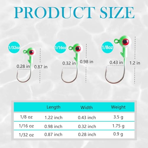 Crappie Jig Heads Kit, 75 Pieces Fishing Jig Head Hooks for Fishing Crappie Bass Trout Walleye 1/8oz 1/16oz 1/32oz - color: Fishing Jigs 75Pcs-1/8