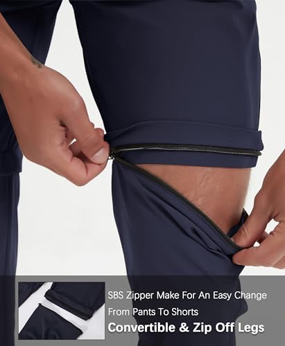 Men's Convertible Hiking Pants Zip Off Quick Dry Lightweight Safari Travel Camping Fishing Cargo Outdoor Pants - color: Navy, size: 30