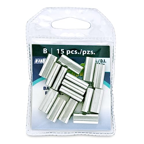 HI-SEAS Grand Slam Aluminum Fishing Line Crimp Sleeves - Retail Pack, Durable and Strong Crimps for Monofilament 40lb Test up to 600lb Test for Saltwater Fishing Leaders - style: 15 Pc/2.8 Mm Inside Diameter