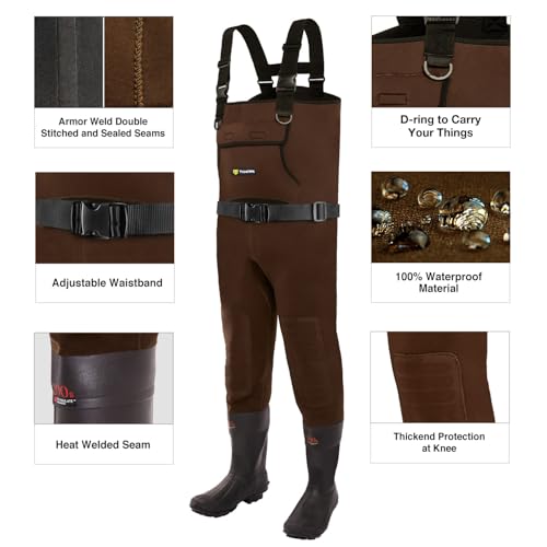 TIDEWE Neoprene Chest Waders for Men, Waterproof Bootfoot for Hunting | Warm Waterproof Slip-Resistant Men's Bootfoot Fishing Waders for Hunting & Wetland Work - size: 12