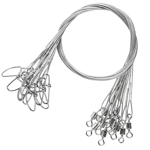Atibin High Strength Fish Leader Saltwater Line Snap Fishing Leaders Freshwater Stainless Steel Wire Leaders Lures White Nickel - size: #4 (11.8in-50lb) 30pcs