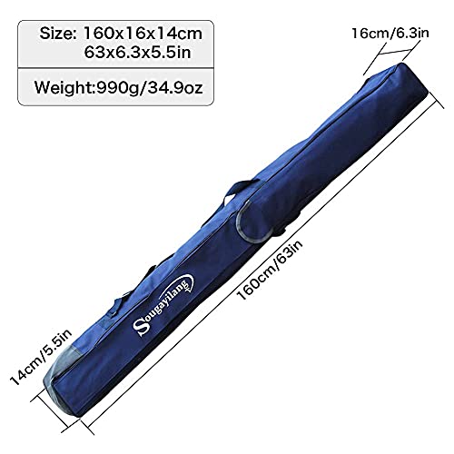 Sougayilang Fishing Rod Case Organizer Pole Storage Bag Fishing Rod and Reel Carrier Organizer for Travel - color: Blue-Length: 160cm/63in