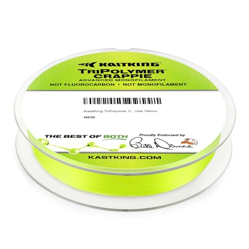 KastKing TriPolymer Crappie Advanced Monofilament Fishing Line, Higher Strength, Super Smooth, Low Light Refraction, Tri-Extrusion Advanced Mono Fishing line, Highly Abrasion Resistant - color: SUNRISE YELLOW, size: 4LB-0.0059in-300Yds