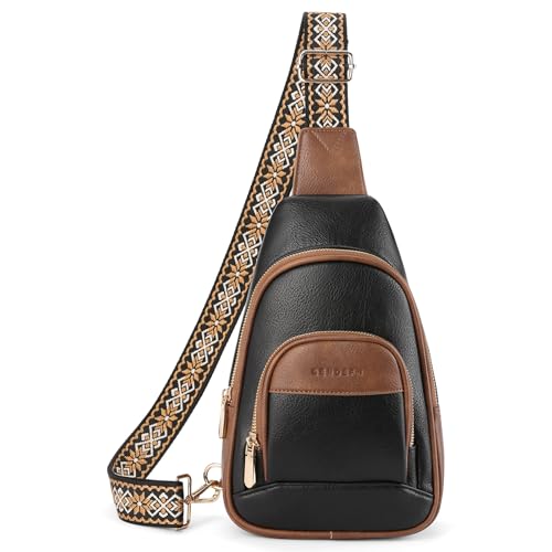SENDEFN Small Sling Bag Crossbody Bags for Women Vegan Leather Cell Phone Cross Body Purse Fanny Packs Chest Bag for Women - color: A-Black