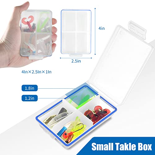 DLUGOPIS 4 Pcs Mini Waterproof Tackle Organizer - Small Fly Fishing Box with Dividers for Hooks, Flies, Beads & Lures (Pack of 2) - size: 4in(L)×2.5in(W)×1in(H) (Pack of 2)