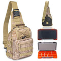 Waterproof Fishing Backpack with 2 Tackle Boxes, 2-Way Carry Design & Durable Material,Black, Khaki, Camo (Khaki with Two Tackle Boxes) - color: Khaki With Two Tackle Boxes