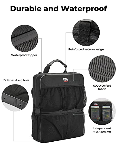 KEMIMOTO Boat Storage Bag, Boat Seat Backpack Boat Storage Organizer with Mesh Pockets, Waterproof Boat Backseat Storage Bag for Life Jacket, Swimsuit, and Other Boating Accessories