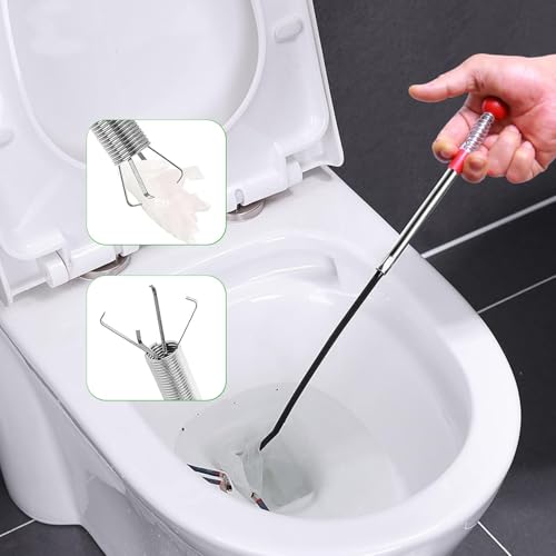 Upgraded Drain Snake 76" with Hook, Plumbing Snake Auger Tool, Sink Snake Drain Clog Remover for Bathroom Kitchen - style: 76 IN