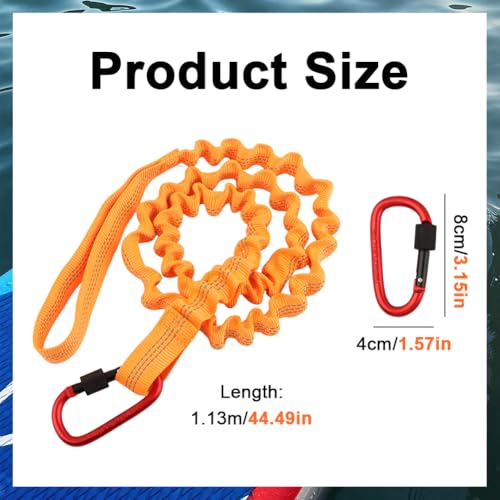 Kayak Paddle Leash, Stretchable Coiled Rod Leash for Kayak, Paddleboard Paddle and Fishing Rod, Extended Length 5"-7", Fishing Accessories for Kayak and Paddles - color: orange