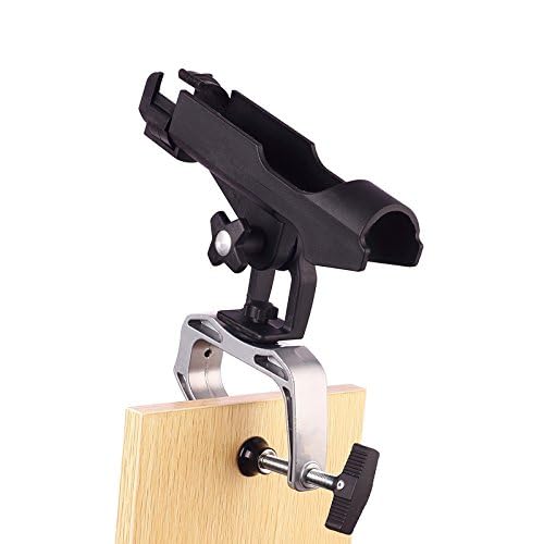 HiUmi Fishing Boat Rods Holder with Large Clamp Opening 360 Degree Adjustable Fishing Rod Racks Folding Holder - color: RH20-1Pack