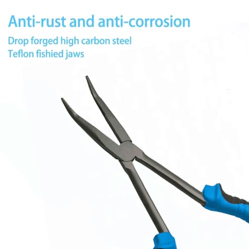 Long Nose Fishing Pliers Hook Remover Tools 11 Inches (Blue Black - Curved Needle Nose Pliers) - color: Blue Black - Curved Needle Nose Pliers