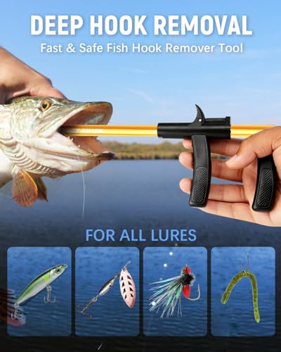 Fish Hook Remover Tool, Aluminum Fishing Hook Remover Extractor 13.6in - color: Gold