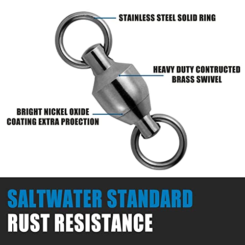 Dr.Fish Ball Bearing Fishing Swivels, Swivels Fishing Tackle Saltwater, Freshwater Stainless Heavy Duty Lure Leader Line Connector #4#6#8 - size: Mix of #4, #6, #8