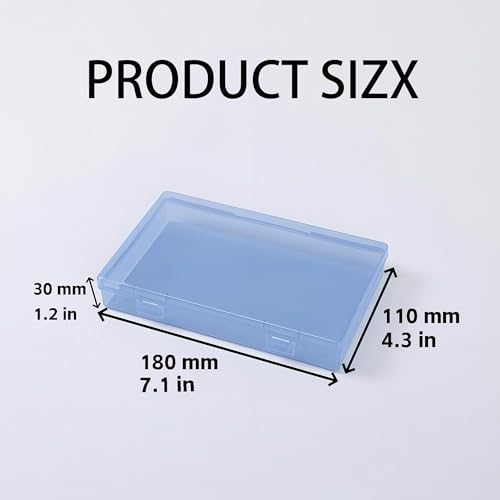 LJY 6 Pieces Rectangular Empty Mini Clear Plastic Organizer Storage Box Containers with Hinged Lids (7.1 x 4.3 x 1.2 inch, Blue) - color: Blue, size: 7.1 x 4.3 x 1.2 inch