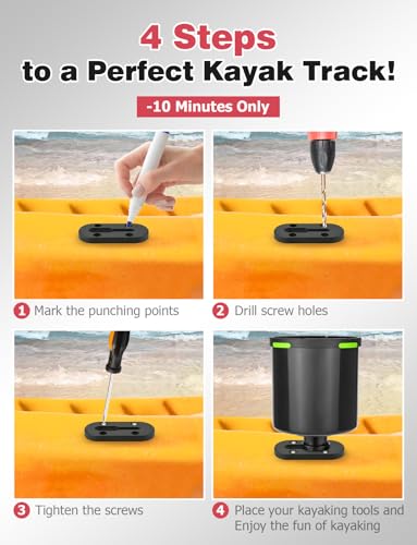 Mellbree Kayak Track,4Inch Kayak Rail Mount Kayak Low Profile Track for Fishing Rod Holder, Fish Finder, Cup Holder, Anchor Cleats - size: 4 inch - 3pcs