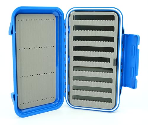 Kingfisher Waterproof Dry Fly Fishing Box with Leaf - color: Blue, size: Foam A Leaf w/ Foam D Box
