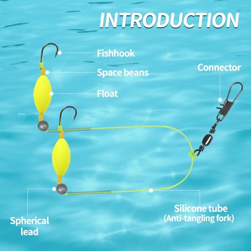 Double Hook Rig Surf Fishing: 9PCS Pompano Float Rigs with 3 Circle Hook Saltwater Gear Tackle for Surf Fishing - color: Green 1