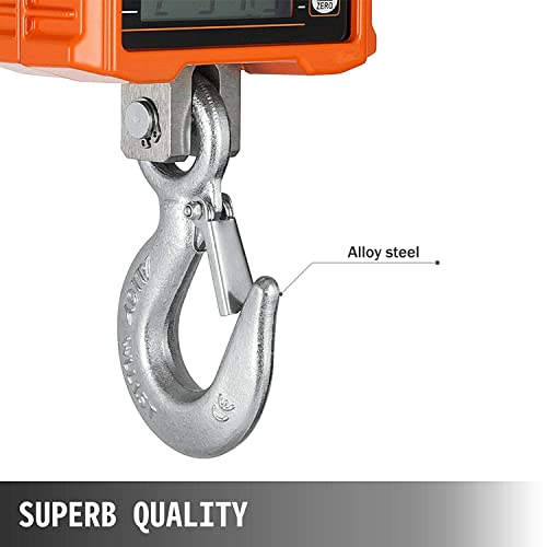 Crane Scale 1000KG 2200LBS Heavy Duty Hanging Scale Digital Crane Scale with Backlit LED Display for Farm Hunting Construction Factory Measuring Tool