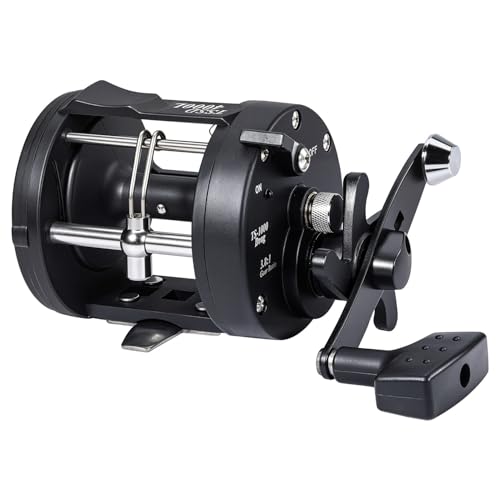 Sougayilang Conventional Reel – 27LB Max Drag,Saltwater Inshore Surf Trolling Reel for Catfish, Musky, Bass, Salmon/Steelhead, Striper – Heavy Duty Round Baitcasting Fishing Reel - color: black-left handle, size: 4000