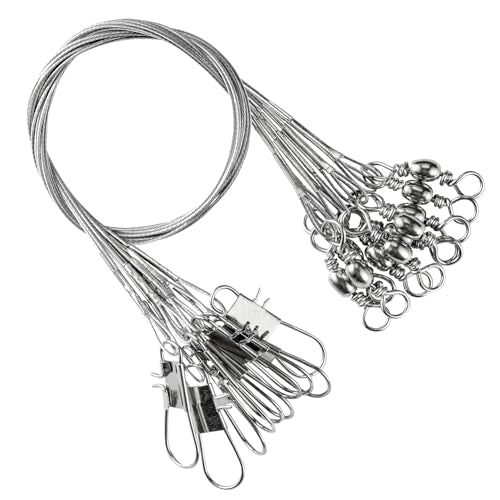 AMYSPORTS Freshwater Wire Fishing Leader Stainless Heavy Duty Wire Leader Fishing Saltwater Rigs Leaders Fishing Steel White Nickel - size: #5 (11.8in-60lb) 30pcs