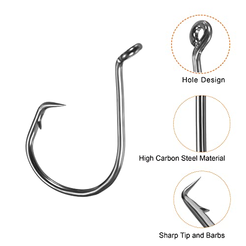PATIKIL Fishing Circle Hooks Carbon Steel Offset Hook with Barbs for Freshwater Saltwater - size: 30mm/1.18"