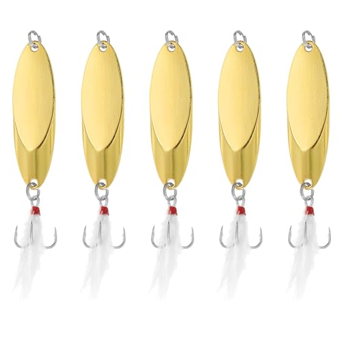 PATIKIL Fishing Spoons, Fishing Lures Casting Spoon Treble Hooks Jigs Hard Metal Spinner Baits for Freshwater Saltwater - style: 1/2oz
