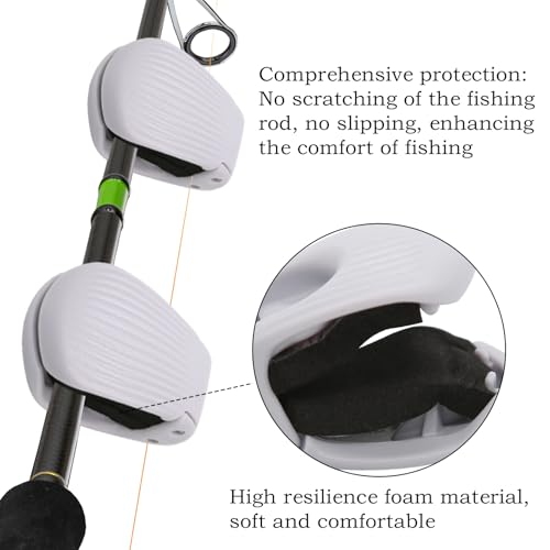 4Pcs Fishing Rod Clips Multi-Functional Fishing Rod Tie & Fixer, Portable Detachable Fixed Storage Organizer Suitable for Casting Rods, Spinning Bass & Fly Rods（Gray）