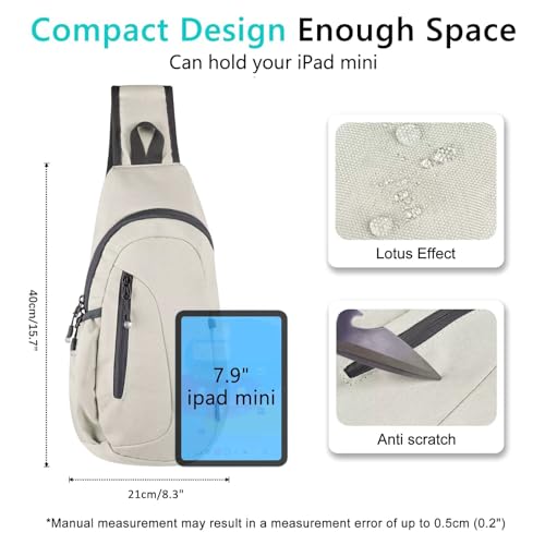 TITECOUGO Small Sling Bag, Lightweight Crossbody Backpack for Men Women, Shoulder Bag for Sports and Outdoor - color: Z1-canvas, Gray