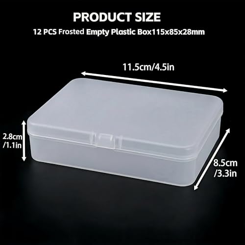 LJY 12 Pieces Rectangular Empty Mini Clear Plastic Organizer Storage Box Containers with Hinged Lids (4.5 x 3.3 x 1.1 inch, Frosted White) - color: White, size: 4.5 x 3.3 x 1.1 inch