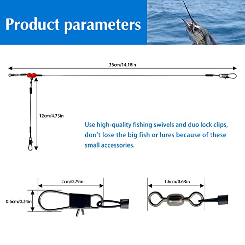 YOTO Fishing Leaders,Stainless Steel Tackle Rig with Tackle Lure Swivels Snaps, Saltwater rig Wire Leader Fishing Leader Wire Bottom rigs for Saltwater - color: Black Fishing Leaders, style: 1arm-24pcs