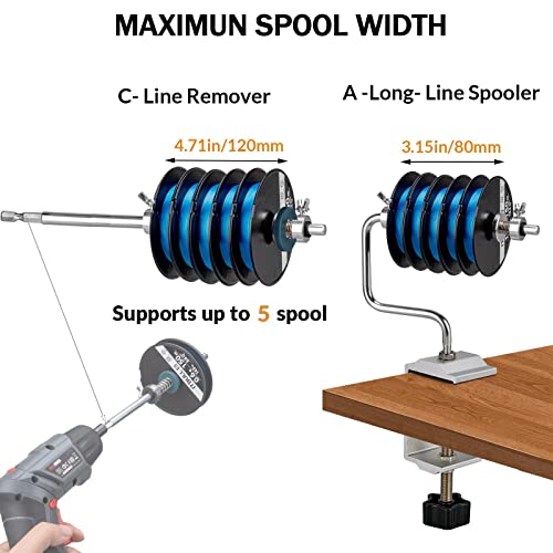 THKFISH Fishing Line Spooler Fishing Line Winder Spooler Fishing Accessories Adjustable Stable Portable Fishing Line Spooler/Fishing Line Remover - color: A -Long- Line Spooler +C- Line Remover