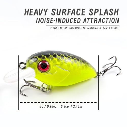 Fishing Lures Large Hard Bait Minnow VIB Lure with Treble Hook Life-Like Swimbait Fishing Bait Popper Crankbait Vibe Sinking Lure for Bass Trout Walleye Redfish - color: 10pcs 6.3cm/ 8g
