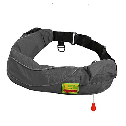 Top Safety Life Belt Pack with Whistle - Auto Inflatable Slim Waist Belt Life Vest Preserver PFD for Boating Fishing Sailing Kayaking Surfing Paddling Rafting Swimming - Adjustable Life Saving Vest - color: Gray