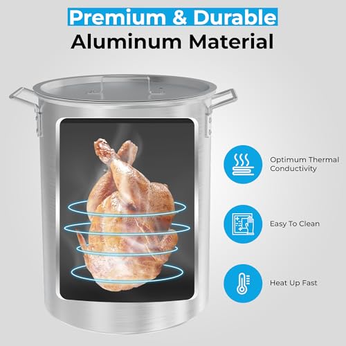 30 Qt Aluminium Stock Pot Kit – Turkey Fryer Pot With Lid, Lifting Hook, Stand & Thermometer – Large Deep Fryer For Frying, Seafood Boiling & Outdoor Cooking - style: 30-Qt Turkey Fryer Pot Kit