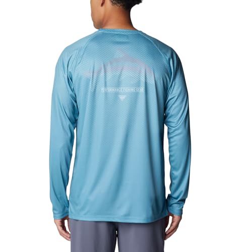 Columbia Men's Super Terminal Tackle PFG Super Fade Long Sleeve - color: Canyon Blue/Fish Hooks Sff, size: X-Large