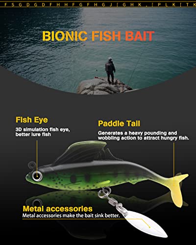 5 Arms Alabama Rig Fishing Lure, Umbrella Rig with Spinner for Striper, A-Rig for Boat Trolling Frashwater/Saltwater, with Soft Swimbait and Hooks for Bass Crappie Walleye Pickerel Trout Perch - color: prasinous, size: Small