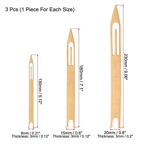 PATIKIL Netting Needle Shuttles Kit, Bamboo Fishing Net Repair Line Mending Tool - size: 130x8x3mm,180x15x4mm,230x20x5mm