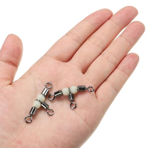 PATIKIL 3 Way Swivel Cross Line T Turn Rolling Tackle with Luminous Beads for Catfish Surf Rig - size: 1.5x0.8 Inch