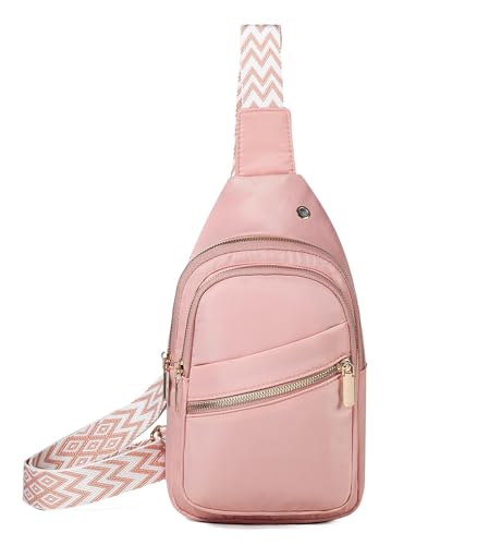 EVANCARY Small Sling Bag Crossbody Bags for Women Men, Sling Backpack Chest Daypack Cross Body Bag for Travel Outdoor - color: V Pink