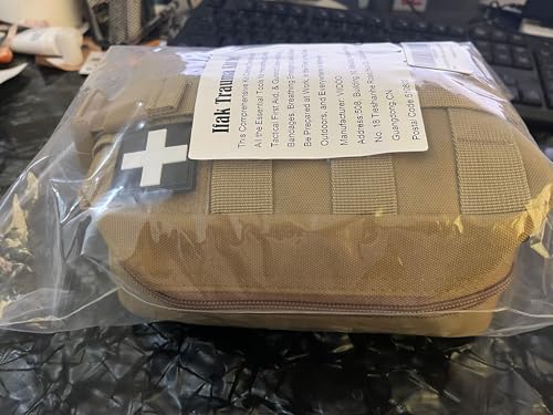 Ifak Trauma Kit, 74 Piece Upgrade Tactical First Aid Supplies, Molle Ifak Pouch Rip Away Refill Supplies for Survival Camping Hiking Travel - color: Tan