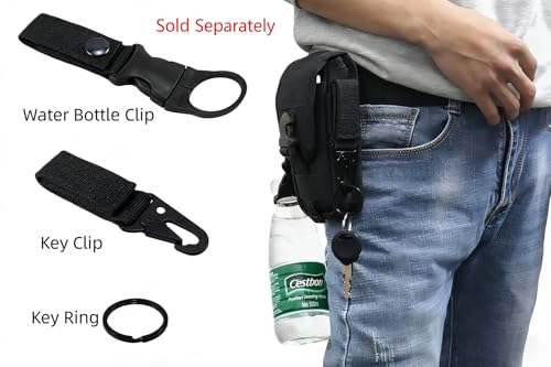 MOLLE EDC Waist Tool Pouch with Key Ring for Fishing,Camping,Hiking | Soft fleece lining protects,4 card slots,cash pocket, pen holder,Adjustable strap holds phone firmly - color: Black