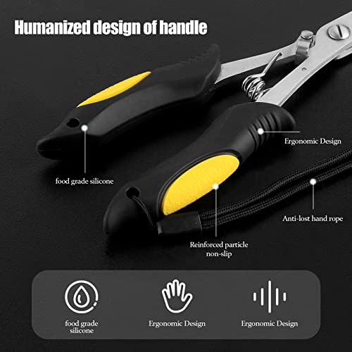 Hikary Long Nose Fishing Pliers,Ice Fishing Gear,Stainless Steel Hook Remover Braid Cutter Rustproof Fishing Multi-Tools Fishing Gripper for Freshwater Saltwater - color: yellow-8.8inch